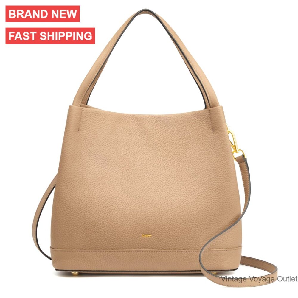 Genuine Leather Bucket Bag With 2 Straps, Crossbody Tote For Women